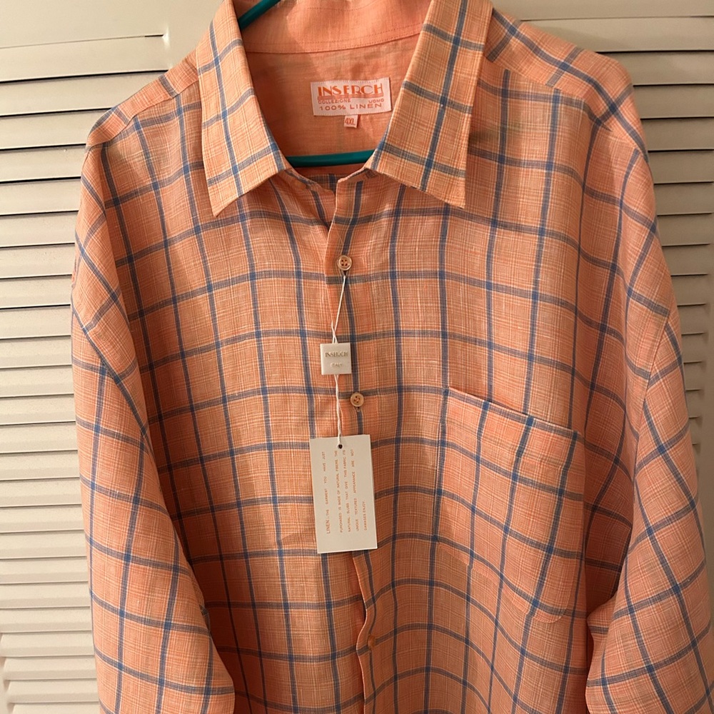 Men’s Inserch linen long sleeves shirt. Made in Italy. 100% linen